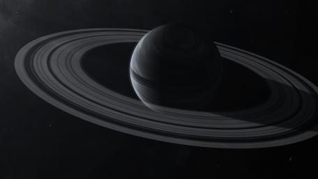 Ringed Planet in Monochrome Splendor wallpaper