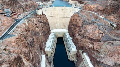 View of Hoover Dam from Memorial Bridge wallpaper