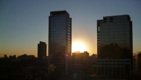 Sunset in the city wallpaper