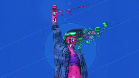 Cyberpunk girl digital art wallpaper