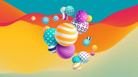 Vibrant 3D Spheres in Abstract Dreamland wallpaper