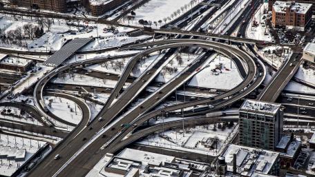 Chicago's Circle Interchange During Winter wallpaper