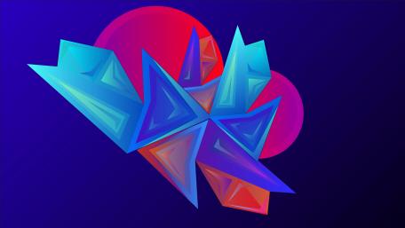 Vibrant Geometric Abstract Design in Blue and Red wallpaper