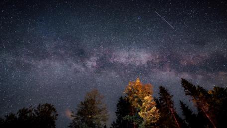 Milky Way and Shooting Star in a Starry Sky wallpaper