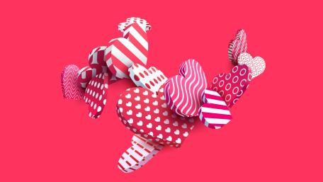 Whimsical 3D Hearts Extravaganza wallpaper