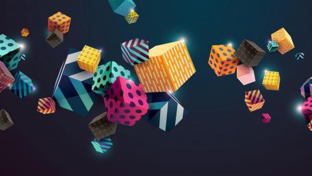 Floating Colorful 3D Cubes wallpaper