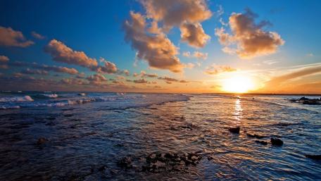 Serene Sunset Over the Shoreline wallpaper