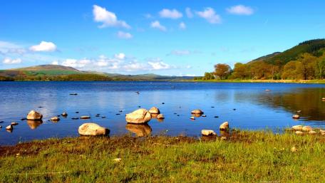Bolders in the lake wallpaper
