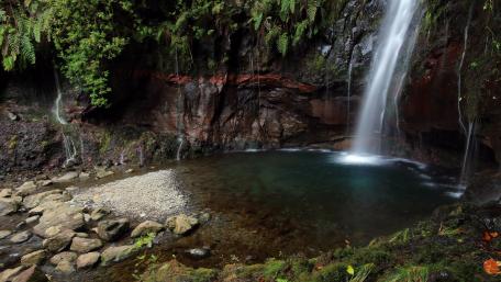 Tranquil Waterfall Landscape in Nature Paradise wallpaper