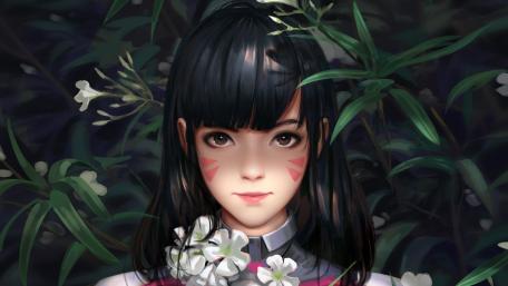 Overwatch style anime girl wallpaper