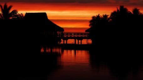 Fiery Dusk Over Tropical Paradise wallpaper