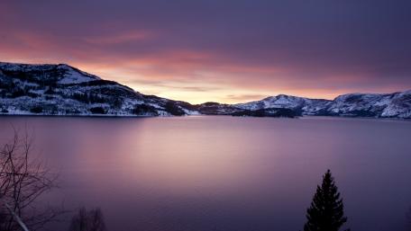 Serene Winter Landscape at Dusk wallpaper