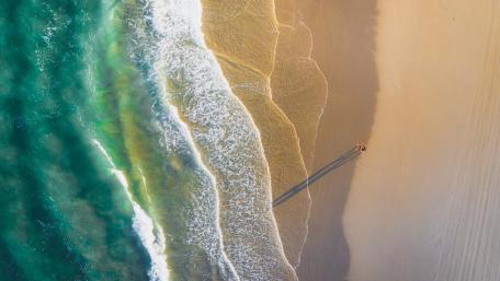 Aerial Embrace by the Sea's Edge wallpaper