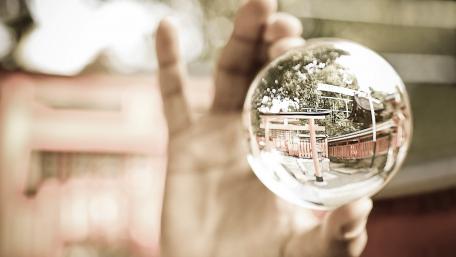 Captivating Reflection in a Glass Ball wallpaper