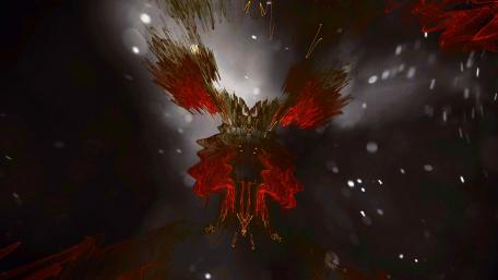 Dynamic Abstract Burst of Red Energy in Darkness wallpaper