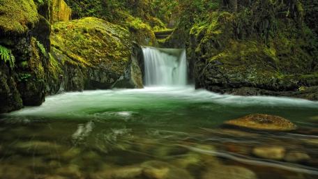 Serenity of Nature's Waterfall wallpaper
