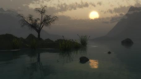 Tranquil Twilight Over Serene Lake wallpaper