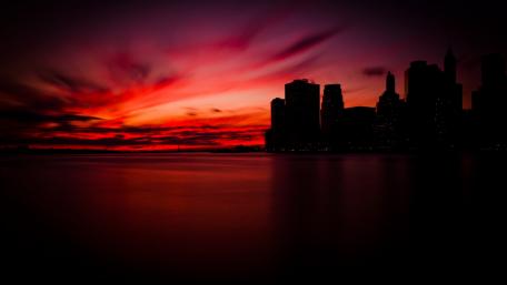 Vibrant City Sunset Skyline wallpaper