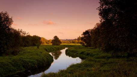Serene River Reflection at Dusk wallpaper