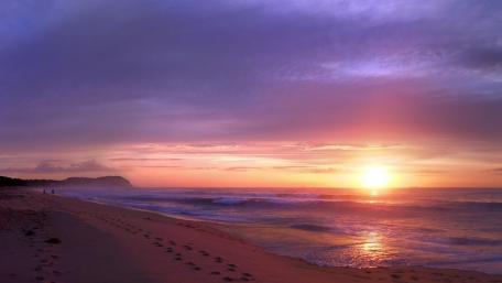 Serene Sunset Over the Ocean Shoreline wallpaper