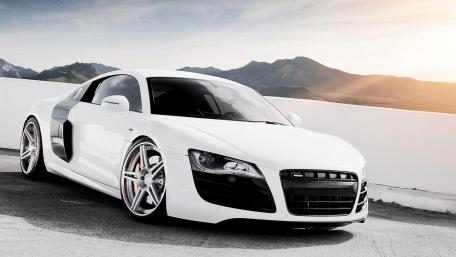 Sleek White Audi R8 Sports Car Wallpaper wallpaper