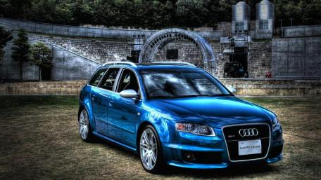 Stunning Blue Audi in a Unique Setting wallpaper