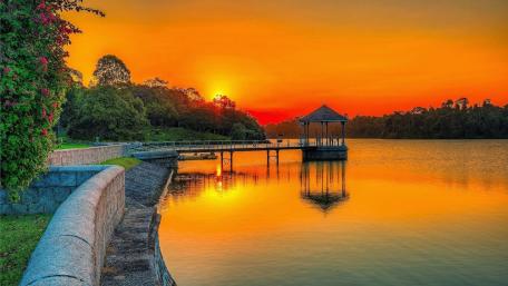 Sunset Serenity by the Lake wallpaper