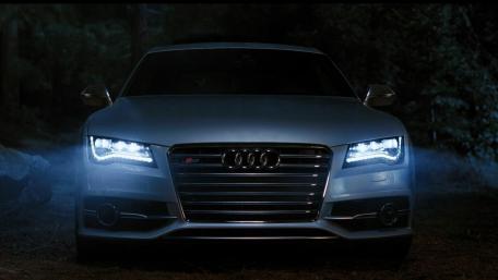 Sleek Audi S7 Front View at Night wallpaper