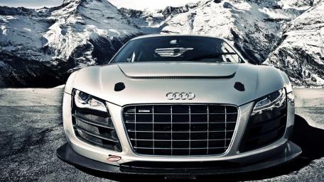 Sleek Audi R8 in Majestic Mountain Landscape wallpaper