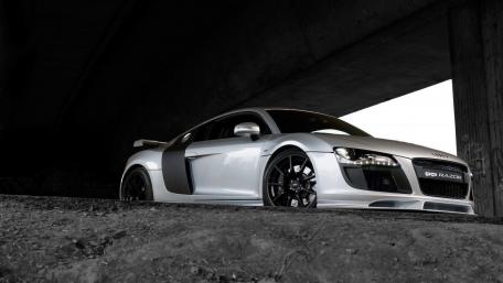 Sleek Silver Audi R8 in Urban Setting wallpaper