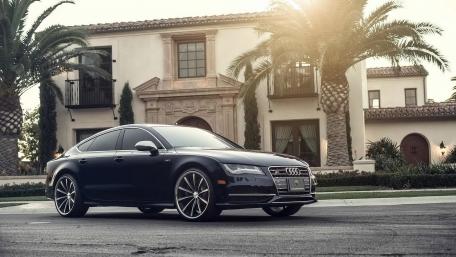 Sleek Audi Luxury in Paradise wallpaper