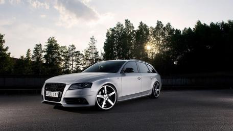 Sleek Audi on a Sunset Drive wallpaper