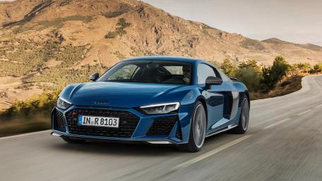 Sleek Audi R8 on a Scenic Mountain Road wallpaper