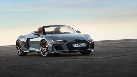 Sleek Audi R8 Cabriolet in Modern Paradise Scene wallpaper