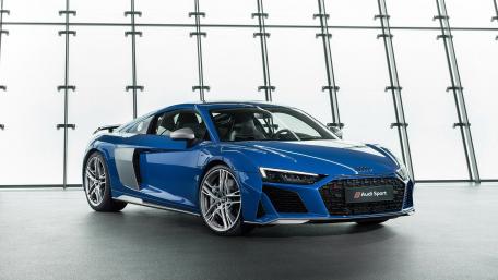 Sleek Audi R8 in Striking Blue Finish wallpaper