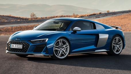 Sleek Audi R8 in Mesmerizing Blue Shade wallpaper