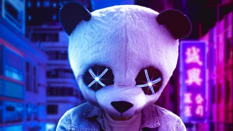 Neon Panda Visits The Urban Jungle wallpaper