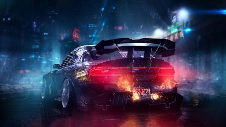 Nighttime Fury of a Street Racer wallpaper