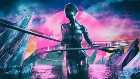 Neon Sentinel of the Future wallpaper