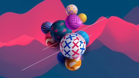 Vibrant Spheres in Abstract Landscape wallpaper
