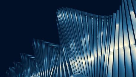 Modern Blue Waves in Architecture wallpaper
