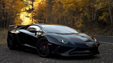 Autumn Blaze with Lamborghini Aventador wallpaper