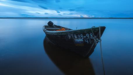 Serene Blue Hour with Reflections of Nature wallpaper