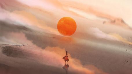 Ethereal Sunset with Runes and Serenity wallpaper