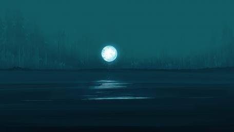 Moonlit Reflections in Anime Tranquility wallpaper