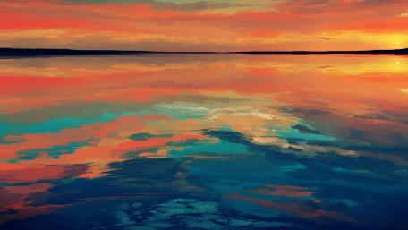 Anime Horizon Sunset Reflection wallpaper