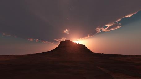 Sunset under a butte wallpaper