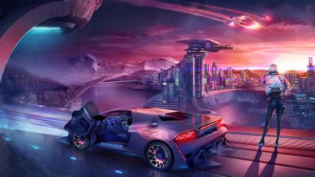 Cyberpunk Supercar Adventure wallpaper