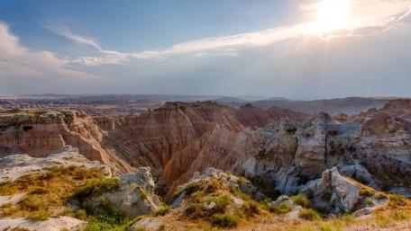 Majestic Badlands at Sunset Highlighting Nature's Beauty wallpaper