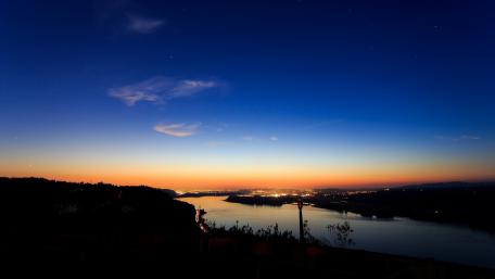 Serene Twilight Over the River Valley wallpaper